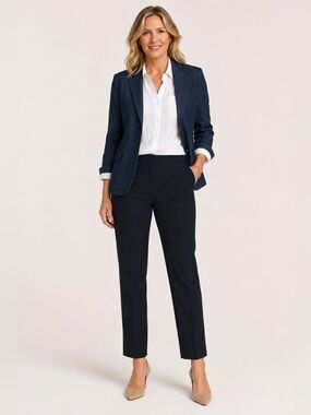 Alfani Women’s Dark Indigo Dress Pants Size 12S Straight Leg Career Slacks
